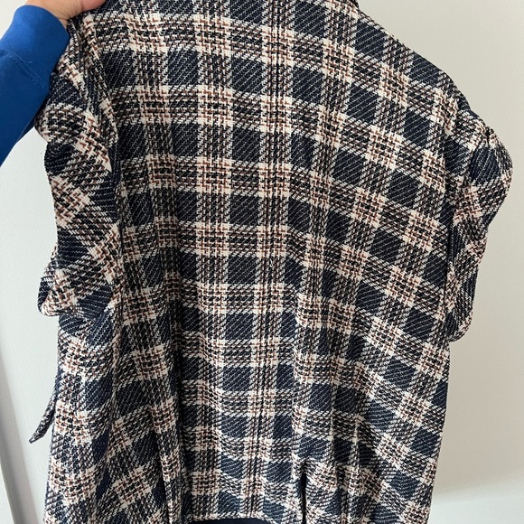 VERONICA BEARD Women's Enzo Dickey Double-Breasted Vest Size L in Plaid Blue - Picture 9 of 11